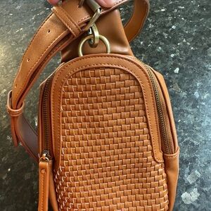 Anthropologie Tan Woven Crossbody Bag